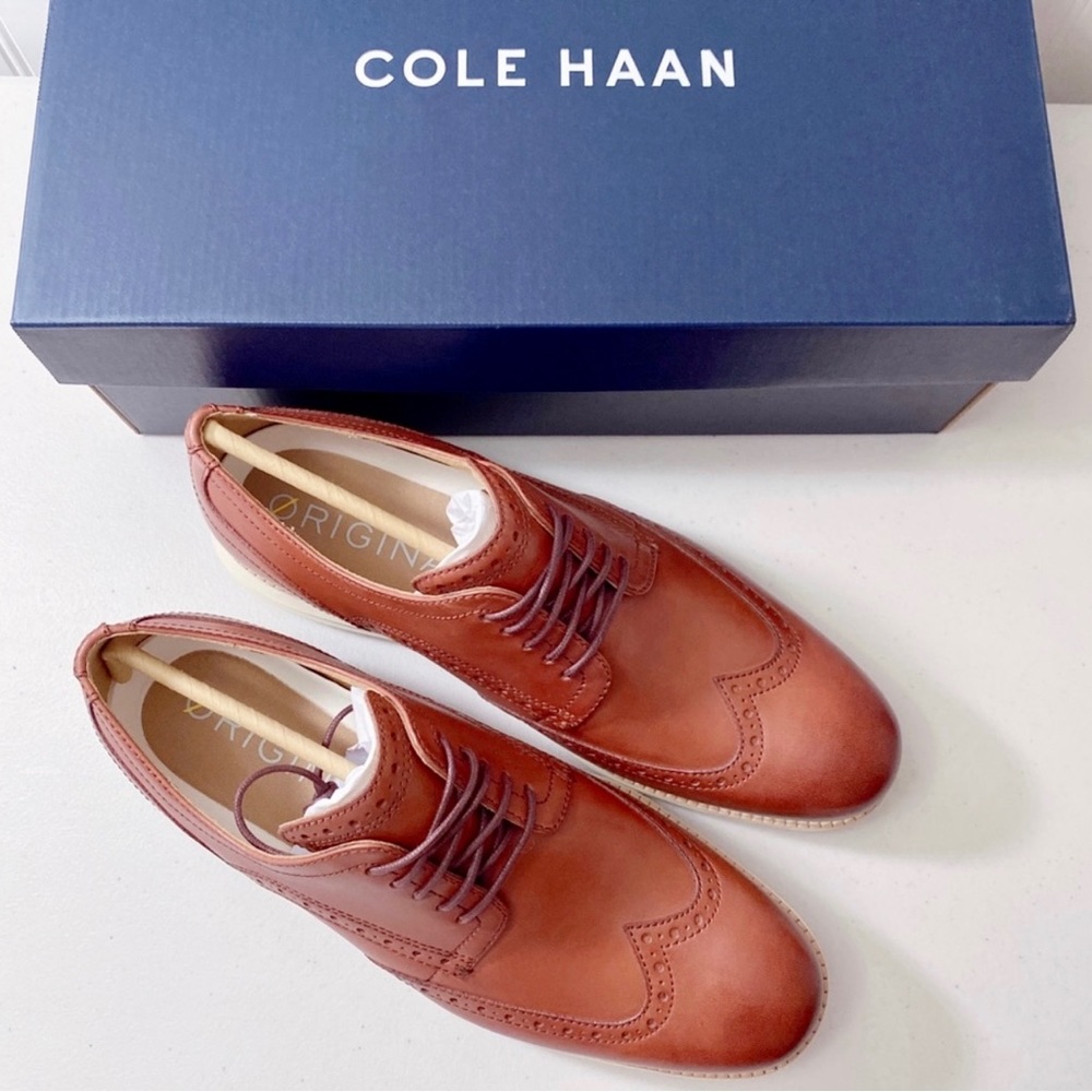 Cole Haan Original Grand Wingtip Oxford Shoes In Woodbury/Ivory NWT - Picture 6 of 13